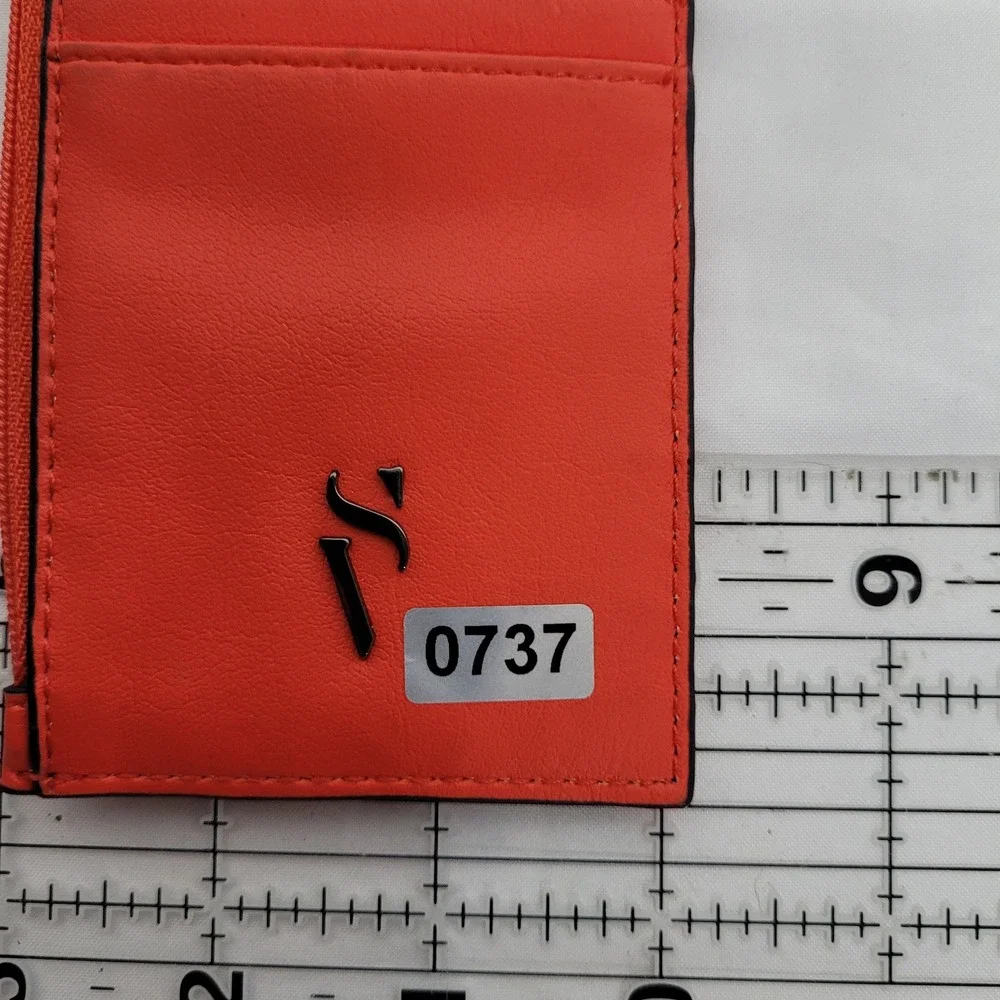 Simply Vera Vera Wang Orange Faux Leather Card Case Wristlet Wallet ID Window